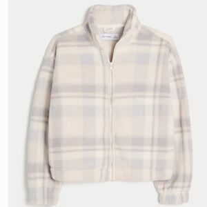 Gilly Hicks Light Blue Plaid Sherpa Sweatshirt